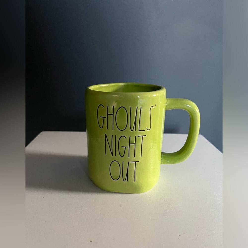 Rae Dunn Halloween Large Green Ceramic Mug/Cup - Ghouls Night Out EUC